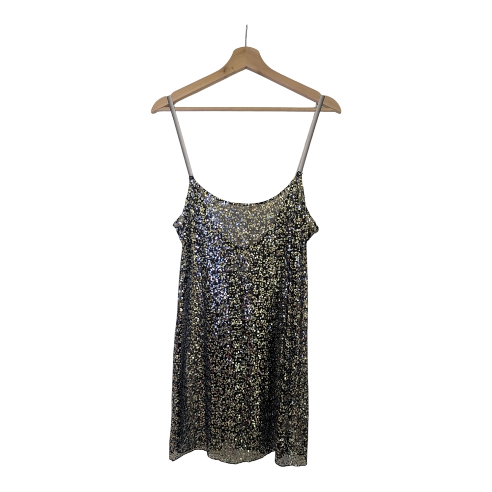 Intimately Free People Sheer Silver Sequin Slip Dress - Size M